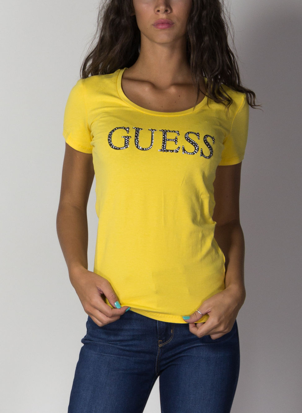 GuessGuess T-Shirt Donna Cotone Biologico Giallo ES21GU22 W1RI04J1311 Marca 
