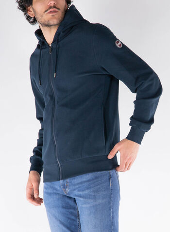 FELPA CON CAPPUCCIO EFFETTO OTTOMAN, 68 NVY, small