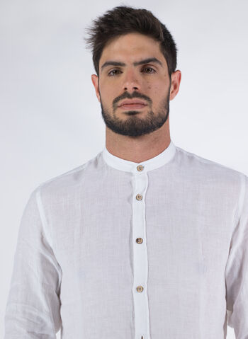 CAMICIA IN LINO, 0101 WHT, small