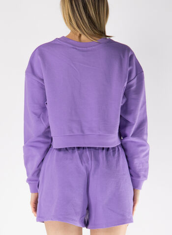 FELPA CROP LOGO RICAMO, PURPLE, small