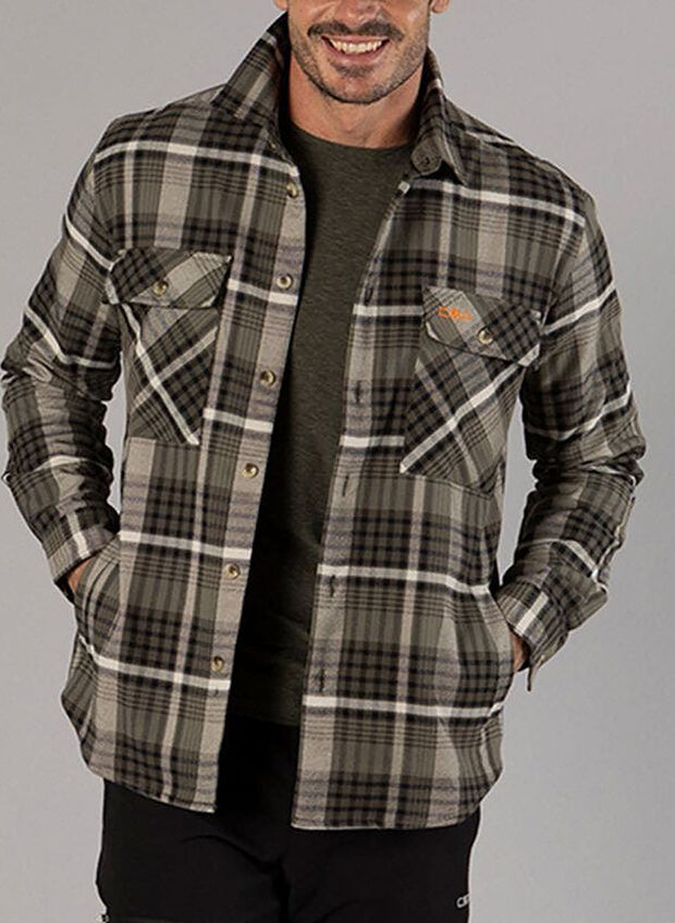 CAMICIA CHECK, 44ES OLIVE GESSO, large