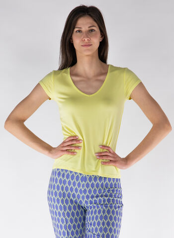 T-SHIRT IN VISCOSA COLLO A V, 52 LIMONE, small
