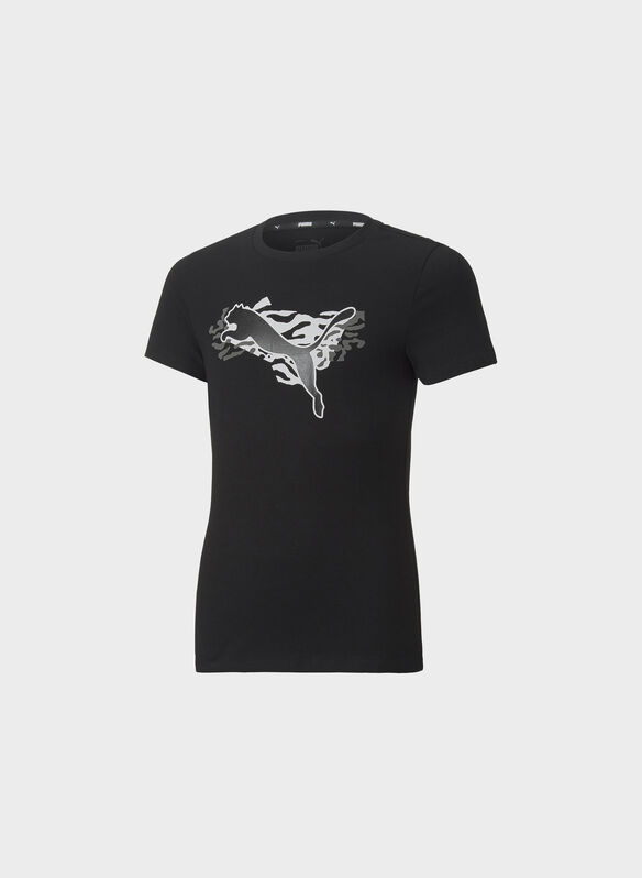 T-SHIRT ALPHA GRAPHIC RAGAZZA, 01 BLK, medium