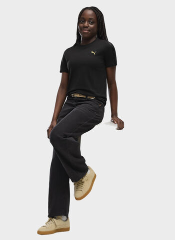 T-SHIRT ESSENTIAL TAPE GLITTER RAGAZZA, 01 BLK, small