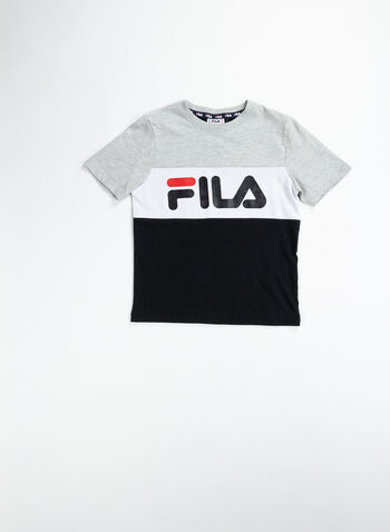 T-SHIRT TRICOLORE LOGO RAGAZZO, I85BLKWHTGREY, small
