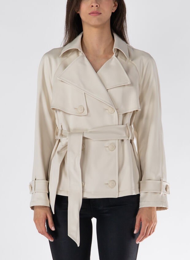 TRENCH CROPPED IN RASO, G1E0 CREMA, large