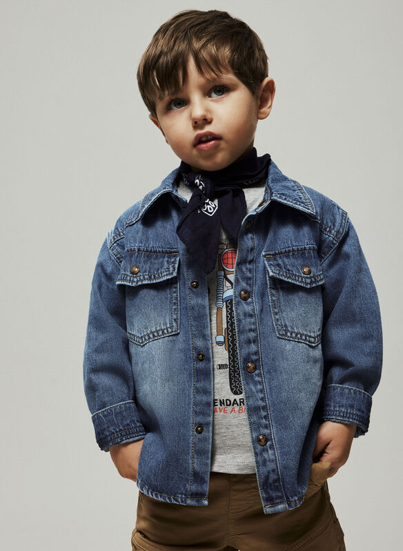 CAMICIA JEANS BLUE BAMBINO, MEDIUM BLUE DENIM, medium