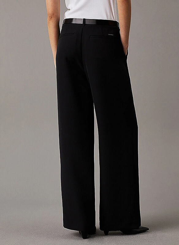 PANTALONE DRITTO IN CR&Ecirc;PE PLISSETTATO, BEH BLK, medium