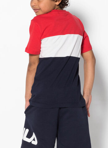 T-SHIRT TRICOLORE LOGO RAGAZZO, G06REDWHTNVY, small
